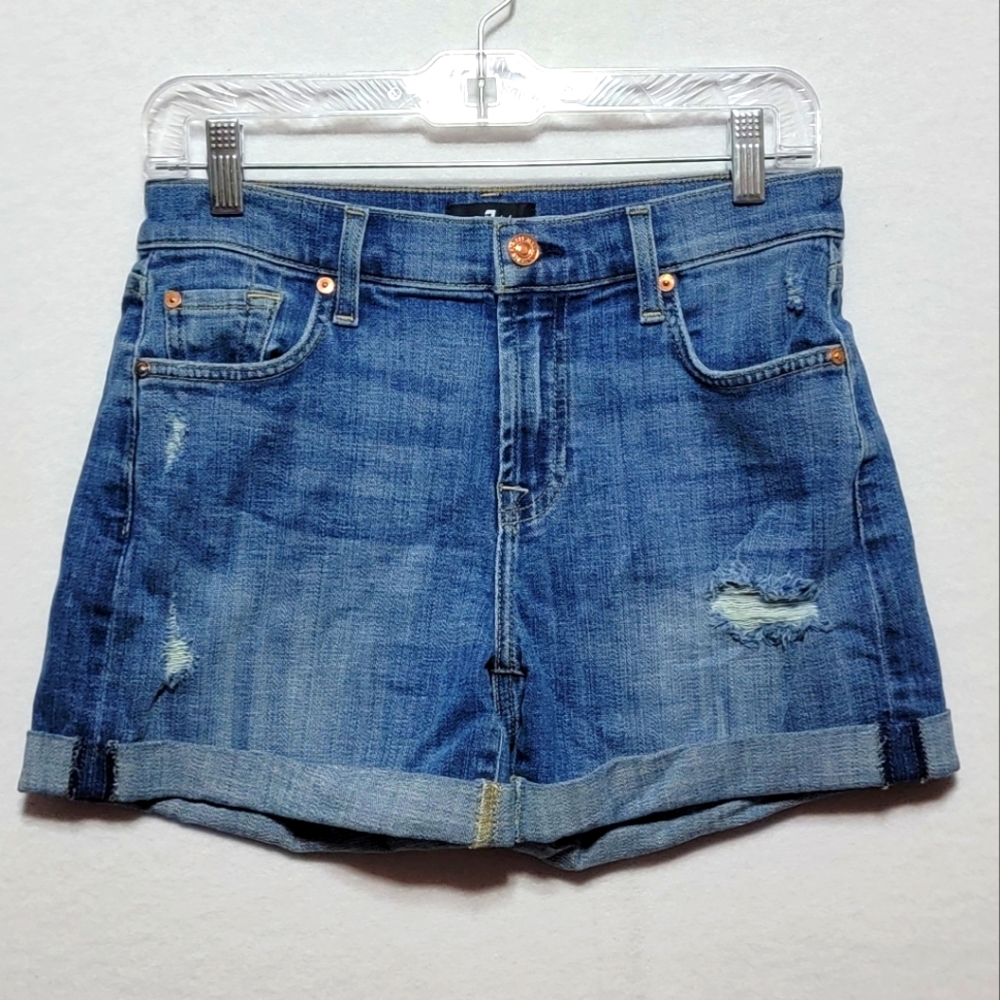 7 for all mankind Denim‎ Blue Women's Shorts SIZE 27. #738
